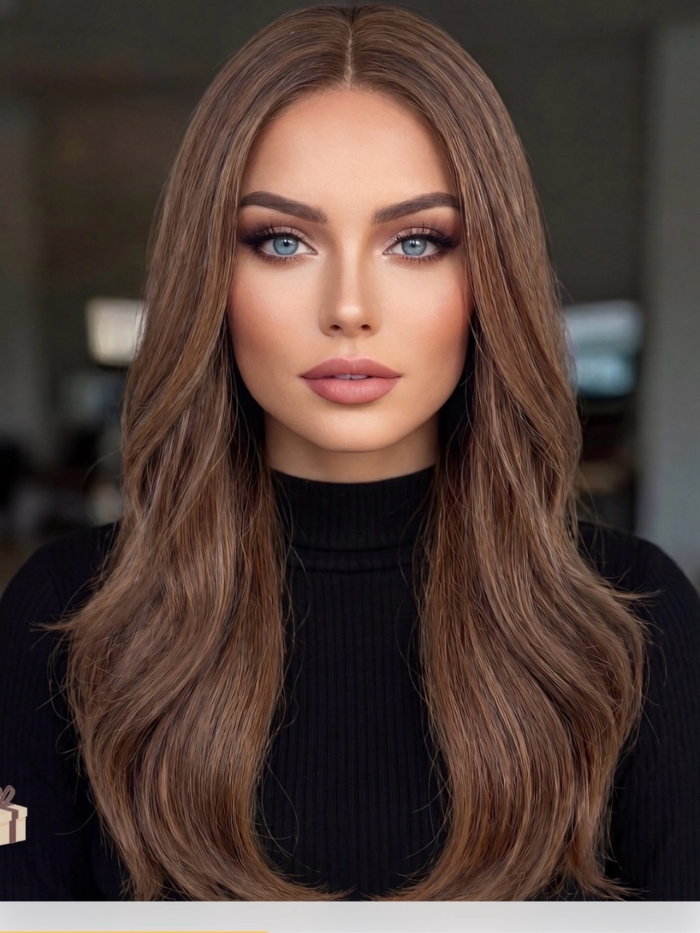 Long Wavy Human Hair Wigshe - Soft Mocha